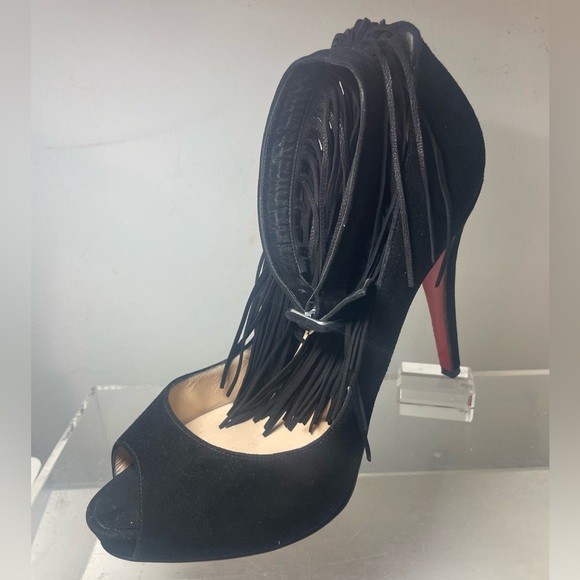 Christian Louboutin Short tina fringe suede sz 37.5 made in italy - Picture 4 of 16